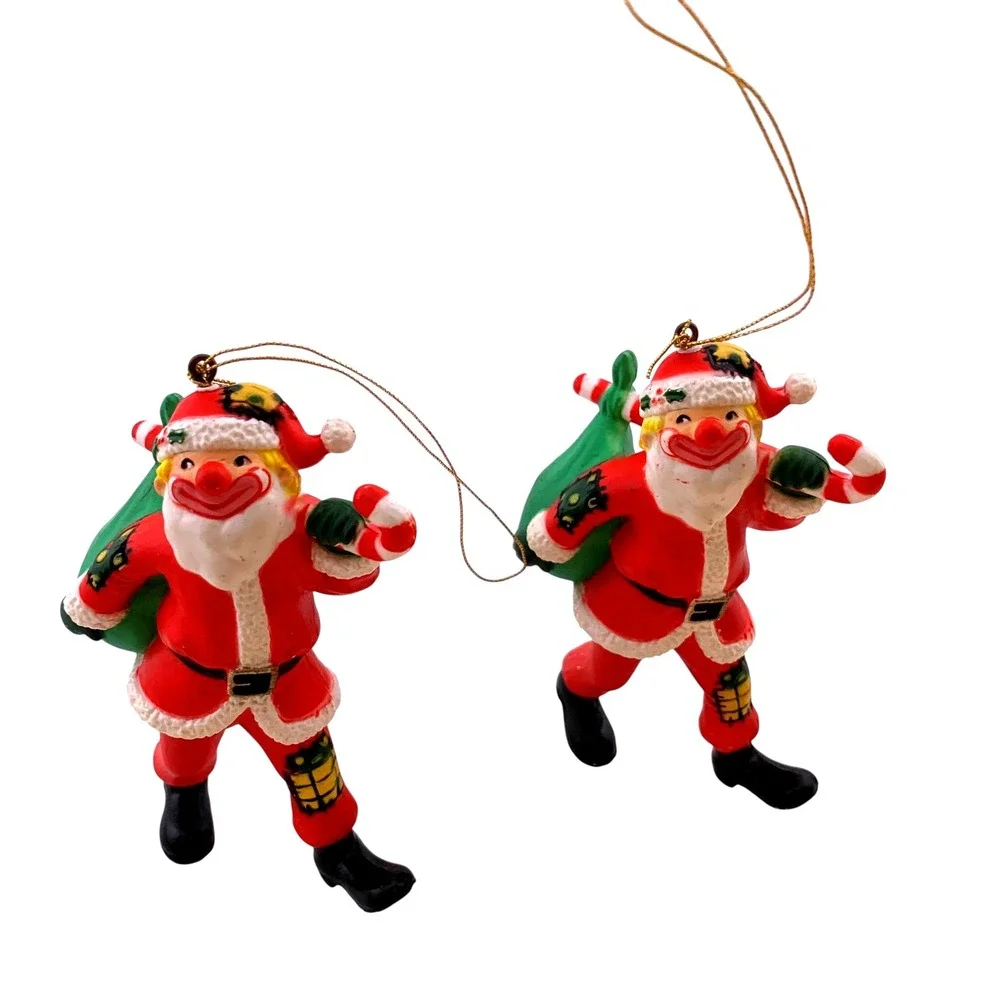 Vintage 1986 Enesco Santa Clown Ornaments‎ Lot of 5 Hong Kong Christmas Circus